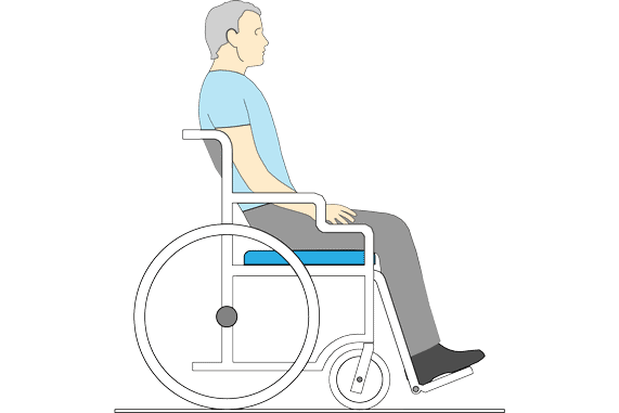 Illustration of a man sliding out of his wheelchair