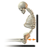 Anatomical illustration of a backrest that is too tall or vertical